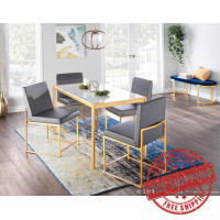 Lumisource DT-FUJ4728 AUWM Fuji Modern/Glam Dining Table in Gold Metal with White Marble Top